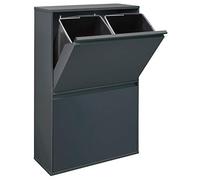 Arregui Basic CR604-B Cubo de Basura y Reciclaje de Acero de 4 Compartimentos | 4x17 L (68 L) | Cubos de Basura de Cocina | Contenedores de Reciclaje para Casa u Oficina | antracita
