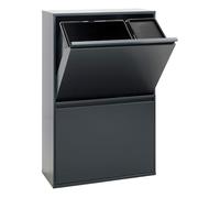 Arregui Basic CR604-B2 Cubo de Basura y Reciclaje de 4 Compartimentos | 23+11+17+17 L (68 L) | con Cubetas para Envases y Orgánico | Cubos de Basura de Cocina | Contenedores de Reciclaje | antracita