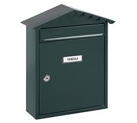 Arregui Buzón Exterior de Acero, Buzón de Correo Individual, Buzón de Pared Mediano, Antilluvia, Fácil de Instalar, Verde, Tamaño M (Correo DIN A4 y Revistas) - 36x30x11 cm