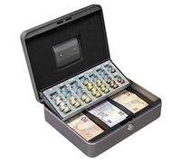 Arregui, Cashier C9246-EUR Caja Caudales con Llave para Contar y Transportar Dinero, Caja de Seguridad de acero con bandeja organizador de Monedas y Billetes, Caja fuerte portatil, Gris grafito