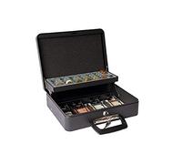 Arregui, Cashier Clip C9244H-EUR Caja Caudales con Llave para Contar y Transportar Dinero, Caja de acero con bandeja para Monedas y clips Billetes, Caja fuerte portatil con asa maletín, Negro