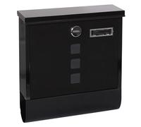 ARREGUI Chance E7004 Buzón Exterior de Acero con Portaperiódicos, Tamaño M (DIN A4), Buzón de Correo con Cerradura Tapada, Tarjetero y Soporte para Periódicos, Buzón de Pared Mediano, Negro