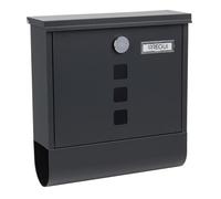 ARREGUI Chance E7005 Buzón Exterior de Acero con Portaperiódicos, Tamaño M (DIN A4), Buzón de Correo con Cerradura Tapada, Tarjetero y Soporte para Periódicos, Buzón de Pared Mediano, Antracita