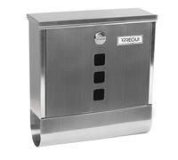 ARREGUI Chance E7007 Buzón Exterior de Acero Inoxidable con Portaperiódicos, Tamaño M (DIN A4), Buzón de Correo con Cerradura Tapada, Tarjetero y Soporte para Periódicos, Buzón de Pared Mediano, INOX