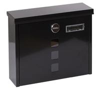 ARREGUI Chance E7104 Exterior de Acero, Correo con Cerradura Tapada y Tarjetero, Buzón de Pared Mediano, Antilluvia, Fácil de Instalar, Negro, Tamaño M (DIN A4 Y REVISTAS) - 24,5x31,2x10 cm