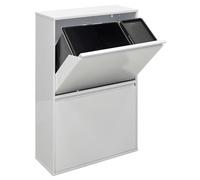 Arregui CR601-B2 Cubo de Basura y Reciclaje de Acero de 4 Compartimentos | 23+11+17+17 L (68 L) | Cubos de Basura de Cocina | Contenedores de Reciclaje para Casa | con Cubo 24 L para Envases | blanco