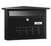 Arregui Buzón de pared Deco E5704 – Acero, Tamaño M (DIN A4 y revistas), Antilluvia Negro