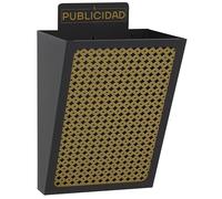 Arregui E2303 Cesta de Publicidad de Acero | 7,5 L | 30,5 x 22 x 19 cm | Cuerpo negro y Rejilla de color ocre