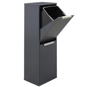Arregui Ecoclas CR204-E Cubo de Basura y Reciclaje de Acero de 2 Compartimentos | 2x17L (34L) | Cubos de Basura de Cocina | Contenedores de Reciclaje para Casa u Oficina | antracita