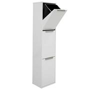 Arregui Ecoclas CR301-E Cubo de Basura y Reciclaje de Acero de 3 Compartimentos | 3x17L (51L) | Cubos de Basura de Cocina | Contenedores de Reciclaje para Casa u Oficina | blanco