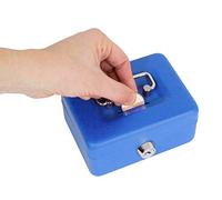 ARREGUI Elegant C9005 Caja Caudales con Llave para Contar y Transportar Dinero | Caja de Seguridad de acero con ranura | Caja fuerte portatil 12,5 cm de ancho | Color Azul