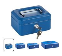 ARREGUI Elegant C9215 Caja Caudales con Llave para Contar y Transportar Dinero | Caja de Seguridad de acero con bandeja interior | Caja fuerte portatil 15 cm de ancho | Color Azul