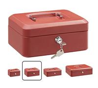 ARREGUI Elegant C9224 Caja Caudales con Llave para Contar y Transportar Dinero | Caja de Seguridad de acero con bandeja interior | Caja fuerte portatil 20 cm de ancho | Color Rojo
