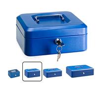 ARREGUI Elegant C9225 Caja Caudales con Llave para Contar y Transportar Dinero | Caja de Seguridad de acero con bandeja interior | Caja fuerte portatil 20 cm de ancho | Color Azul