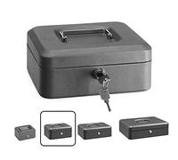 ARREGUI Elegant C9226 Caja Caudales con Llave para Contar y Transportar Dinero | Caja de Seguridad de acero con bandeja interior | Caja fuerte portatil 20 cm de ancho | Color Gris grafito