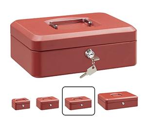 ARREGUI Elegant C9234 Caja Caudales con Llave para Contar y Transportar Dinero | Caja de Seguridad de acero con bandeja interior | Caja fuerte portatil 25 cm de ancho | Color Rojo