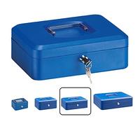 ARREGUI Elegant C9235 Caja Caudales con Llave para Contar y Transportar Dinero | Caja de Seguridad de acero con bandeja interior | Caja fuerte portatil 25 cm de ancho | Color Azul