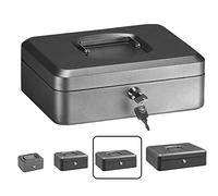 ARREGUI Elegant C9236 Caja Caudales con Llave para Contar y Transportar Dinero | Caja de Seguridad de acero con bandeja interior | Caja fuerte portatil 25 cm de ancho | Color Gris grafito