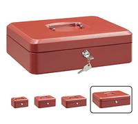 ARREGUI Elegant C9244 Caja Caudales con Llave para Contar y Transportar Dinero | Caja de Seguridad de acero con bandeja interior | Caja fuerte portatil 30 cm de ancho | Color Rojo