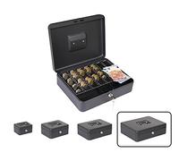 Arregui Elegant Cash C9644-EUR Caja Caudales con Llave para Contar y Transportar Dinero, Caja de Seguridad de acero con bandeja organizador de Monedas, Caja fuerte portatil, Negro, 30 cm de ancho