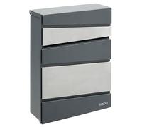 ARREGUI Flysch E6925 Buzón Exterior de Acero y Acero Inoxidable Tamaño M (Correo DIN A4 y Revistas) | Buzón de Pared Mediano | Buzón de Correo Moderno con Tapa Protectora | Antracita e INOX