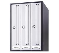 ARREGUI Front Vertical Buzón de Comunidad para Interior | Buzones para Comunidades de Vecinos | Acero Negro e Inoxidable | DIN A4 | 40 x 32 cm (Alto x Fondo) | Cerradura Seguridad EN 13724 | 3 Buzones