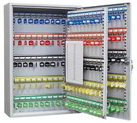 Arregui PL200 Armario de Llaves con Ganchos Regulables en Altura | 200 Llaves | Caja de Seguridad de Acero para Llaves | con Llaveros Incluidos | Fácil Instalación en Pared | 55x38x14 cm | Gris