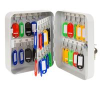 Arregui PLL40 Armario de Llaves con Ganchos Fijos | 40 Llaves | Caja de Seguridad de Acero para Llaves | con Llaveros Incluidos | Fácil Instalación en Pared | 20 x 16 x 8 cm | Gris