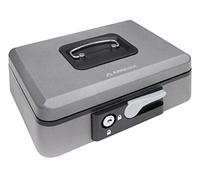 ARREGUI Popup C9736 Caja Caudales con Llave y Pulsador de Apertura para Contar y Transportar Dinero | Caja de Seguridad de acero y bandeja interior | Caja fuerte portatil 25 cm de ancho | Gris grafito