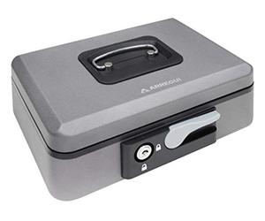ARREGUI Popup C9736 Caja Caudales con Llave y Pulsador de Apertura para Contar y Transportar Dinero | Caja de Seguridad de acero y bandeja interior | Caja fuerte portatil 25 cm de ancho | Gris grafito