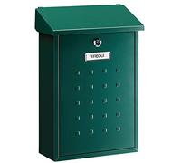 Buzón de Correo de Acero, Tamaño M (Correo DIN A4 y Revistas), Buzón Individual Exterior, Buzón de Pared, Antilluvia, Fácil de Instalar, Verde