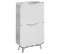 Arregui Round CR421-R Cubo de Basura y Reciclaje de Acero de 4 Compartimentos, Moderno y de Diseño | 4x17L (68L) | Cubos de Basura de Cocina | Contenedores de Reciclaje | gris plata y blanco mate