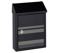 ARREGUI Smart Graphic E5724-STR Buzón Exterior de Acero Tamaño S (Correo DIN A5) | con Serigrafía Decorativa Lines | Buzón de Pared Pequeño | Buzón con Boca Trasera Recogecartas | Negro