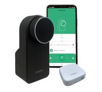 Arregui SPIN + BRIDGE - Cerradura Electrónica Inteligente con Apertura vía App, Mando y Keypad | Control desde Smartphone | Control Remoto Bridge Compatible Google y Alexa | Instalación sin Perforar