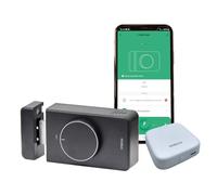 Arregui SPIN UP + BRIDGE Cerradura de seguridad Invisible para Puerta | Apertura Electrónica con App Móvil | Alarma 120 dB | Antirrobo | Control Remoto Compatible Google y Alexa | Instalación sin Cabl