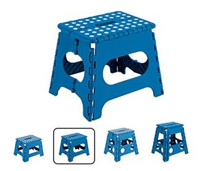 Arregui Taburete Plegable de Cocina, Escalera Pequeña, Taburete Infantil, Banqueta Baño, Escalón para Adultos y Niños (hasta 150 Kg), Azul, 27 cm de Altura