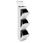 Arregui Top CR321-B Cubo de Basura y Reciclaje de Acero de 3 Compartimentos con Bandeja Superior | 3x17L (51L) | Cubos de Basura de Cocina | Contenedores de Reciclaje para Casa u Oficina | blanco