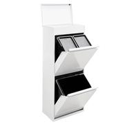 Arregui Top CR421-B Cubo de Basura y Reciclaje de 3 Compartimentos con Cajón Superior | 11+11+23 L (45 L) | con Cubetas para Envases y Orgánico | Contenedores de Reciclaje de Cocina | blanco