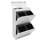 Arregui Top CR621-B Cubo de Basura y Reciclaje de Acero de 4 Compartimentos con Bandeja Superior | 4x17L (68L) | Cubos de Basura de Cocina | Contenedores de Reciclaje para Casa u Oficina | blanco