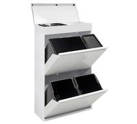 Arregui Top CR621-B2 Cubo de Basura y Reciclaje de 4 Compartimentos con Cajón Superior | 23+11+17+17 L (68 L) | con Cubetas para Envases y Orgánico | Contenedores de Reciclaje de Cocina | blanco
