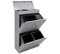 Arregui Top CR622-B2 Cubo de Basura y Reciclaje de 4 Compartimentos con Cajón Superior | 23+11+17+17 L (68 L) | con Cubetas para Envases y Orgánico | Contenedores de Reciclaje de Cocina | gris