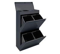 Arregui Top CR624-B Cubo de Basura y Reciclaje de Acero de 4 Compartimentos con Bandeja Superior | 4x17L (68L) | Cubos de Basura de Cocina | Contenedores de Reciclaje para Casa u Oficina | antracita