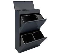 Arregui Top CR624-B2 Cubo de Basura y Reciclaje de 4 Compartimentos con Cajón Superior | 23+11+17+17 L (68 L) | con Cubetas para Envases y Orgánico | Contenedores de Reciclaje de Cocina | antracita