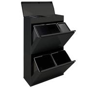 Arregui Top CR626-B2 Cubo de Basura y Reciclaje de 4 Compartimentos con Cajón Superior | 23+11+17+17 L (68 L) | con Cubetas para Envases y Orgánico | Contenedores de Reciclaje de Cocina | negro