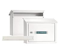 ARREGUI V4031 Pack Bocacartas + Buzón Recogecartas de Acero Para Puertas o Verjas en el Exterior, Buzón Exterior, Bocacartas de Boca 23x3 cm, Tamaño S (DIN A5), Fácil de Instalar, Blanco