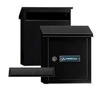 ARREGUI V4034 Pack Bocacartas + Buzón Recogecartas de Acero Para Puertas o Verjas en el Exterior, Buzón Exterior, Bocacartas de Boca 23x3 cm, Tamaño S (DIN A5), Fácil de Instalar, Negro Texturado