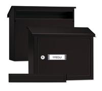 ARREGUI V4084 Pack Maxi Bocacartas + Buzón Recogecartas de Acero para Puertas o Verjas en Exterior, Buzón Exterior, Bocacartas de Boca 32,5x3 cm, Tamaño M (DIN A4 y Revista), Negro Texturado
