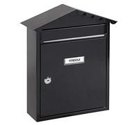 Arregui Buzón Exterior de Acero, Buzón de Correo Individual, Buzón de Pared Mediano, Antilluvia, Fácil de Instalar, Negro, Tamaño M (Correo DIN A4 y Revistas) - 36x30x11 cm