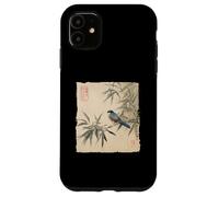 Arrendajo azul japonés sobre rama de bambú Vintage Bird Art Carcasa para iPhone 11