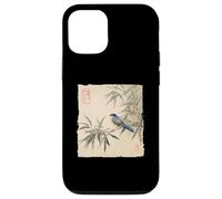 Arrendajo azul japonés sobre rama de bambú Vintage Bird Art Carcasa para iPhone 12/12 Pro